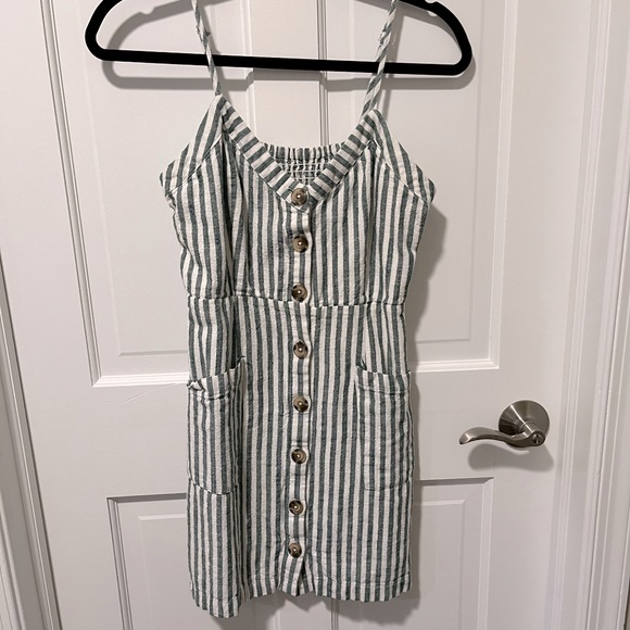 Lulus On The Pier Green and white striped mini dress - Picture 3 of 7